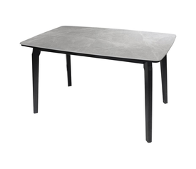 DALIN Τραπέζι Τραπεζαρίας- Κουζίνας, Ξύλο Μαύρο-Επιφάνεια Sintered Stone Grey Marble