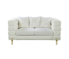 MORRIS Καναπές 2Θέσιος Σαλονιού - Καθιστικού, Ύφασμα Teddy Άσπρο