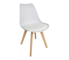 MARTIN STRIPE Καρέκλα Ξύλινο Πόδι, PP Άσπρο