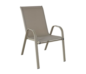 RIO Πολυθρόνα Στοιβαζόμενη Κήπου, Μέταλλο Βαφή Μπεζ, Τextilene Μπεζ (4,20kg)