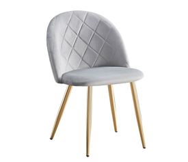 BELLA Καρέκλα Τραπεζαρίας, Μέταλλο Χρώμιο Χρυσό, Ύφασμα Velure Απόχρωση Γκρι
