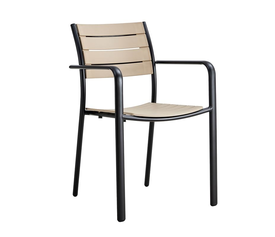 SAGA Πολυθρόνα Στοιβαζόμενη, Μέταλλο Βαφή Μαύρο, PP-UV Tortora