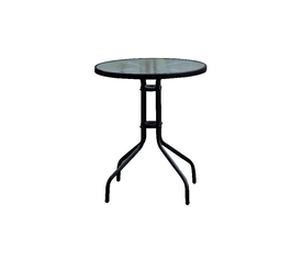 BALENO Τραπέζι Κήπου - Βεράντας, Μέταλλο Βαφή Μαύρο, Γυαλί Tempered