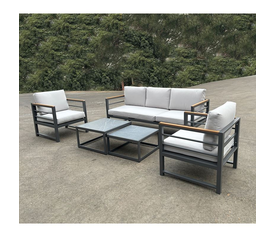 MARILIAN Set Σαλόνι Κήπου, 5τεμ, Μέταλλο Βαφή Ανθρακί, Μαξιλάρια Γκρι