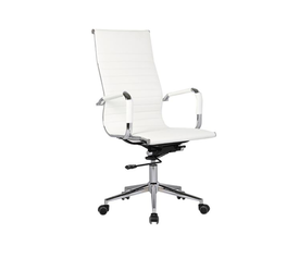 BF3300 Πολυθρόνα Γραφείου Διευθυντή, Μέταλλο Βάση Χρώμιο PU Άσπρο