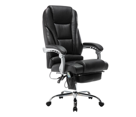BF8550 Massage Relax Πολυθρόνα Γραφείου Διευθυντή, Βάση Χρώμιο με Υποπόδιο, Pu  Μαύρο