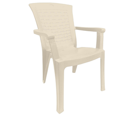 VALERIA Πολυθρόνα Τραπεζαρίας Κήπου Στοιβαζόμενη, PP Απόχρωση Μπεζ (Rattan Look)