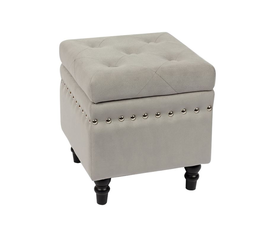 LOKO Σκαμπό Αποθηκευτικό Βοηθητικό, Ύφασμα Velure Απόχρωση Γκρι