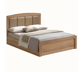 CALIBER Κρεβάτι Διπλό για Στρώμα 160x200cm, Απόχρωση Sonoma Oak, Κεφαλάρι Pu Μπεζ