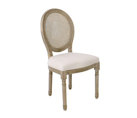 JAMESON Καρέκλα K/D με Ψάθα Τραπεζαρίας - Σαλονιού, Decape Ύφασμα Εκρού
