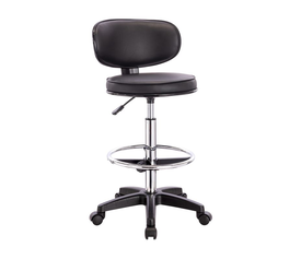 BF406 Σκαμπό Reception-Ταμείου PU Μαύρο, Τροχήλατο, Ρύθμιση Ύψους, Περιστρεφόμενο