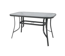 RIO Τραπέζι Κήπου - Βεράντας, Μέταλλο Βαφή Ανθρακί, Γυαλί