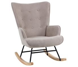 ALMA Rocking Πολυθρόνα Μπερζέρα Καθιστικού, Ύφασμα Velure Καφέ, Βάση Μαύρο-Φυσικό