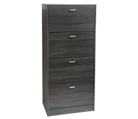 ΠΑΠΟΥΤΣΟΘΗΚΗ ΜΕ ΤΕΣΣΕΡΙΣ ΠΟΡΤΕΣ -ΑΕΡΙΖΟΜΕΝΗ ΠΛΑΤΗ 63x24x150cm  ΓΚΡΙ ΟΞΙΑ