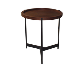 TOSS Τραπεζάκι Σαλονιού - Καθιστικού, Μέταλλο Βαφή Μαύρο, Απόχρωση Καρυδί