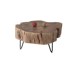 DUNNO Τραπεζάκι Σαλονιού Καθιστικού, Μέταλλο Βαφή Μαύρο, Ξύλο Ακακία Φυσικό