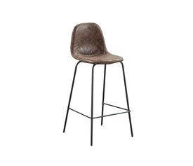CELINA Σκαμπό BAR με Πλάτη, Κάθισμα Η.67cm, Μέταλλο Βαφή Μαύρο, Ύφασμα Suede Καφέ