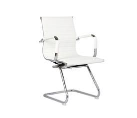 BF3300V Πολυθρόνα Γραφείου Επισκέπτη, Μέταλλο Βάση Χρώμιο PU Άσπρο