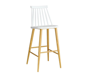 LAVIDA Σκαμπό BAR με Πλάτη, Μέταλλο Βαφή Φυσικό, PP Άσπρο