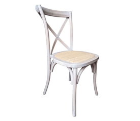 DESTINY Καρέκλα Τραπεζαρίας Οξιά Απόχρωση Decape Άσπρο, Κάθισμα Ψάθα, Στοιβαζόμενη
