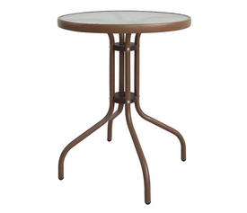 BALENO Τραπέζι Κήπου - Βεράντας, Μέταλλο Βαφή Καφέ, Γυαλί Tempered