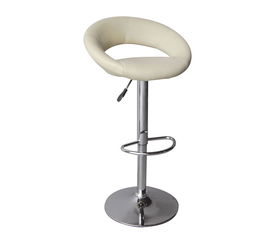 BELT Σκαμπό BAR με Πλάτη, Βάση Χρώμιο, PU Μπεζ, Ρύθμιση Ύψους, Περιστρεφόμενο