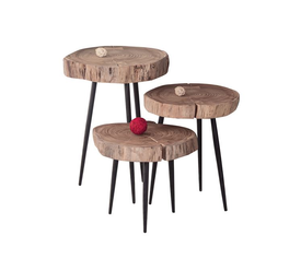 PATEL Τραπεζάκι Σαλονιού Καθιστικού, Μέταλλο Βαφή Μαύρο, Ξύλο Ακακία Φυσικό