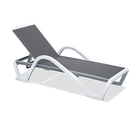 SUMMER K/D Ξαπλώστρα με μπράτσα Αλουμίνιο Ανθρακί, PP Άσπρο - Textilene Γκρι