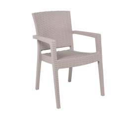 LORA-Pro Πολυθρόνα Στοιβαζόμενη, PP (Rattan Look) Απόχρωση Μπεζ