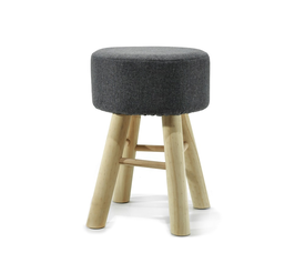 Σκαμπό Ανοιχτό Γκρι Ύφασμα/Ξύλο Φ28x42cm