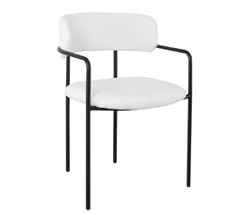 GILLAN Πολυθρόνα Μέταλλο Βαφή Μαύρο, Ύφασμα Teddy, Απόχρωση Άσπρο