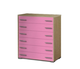 Συρταριέρα παιδική 6 συρτ. 90cm δρυς-ροζ