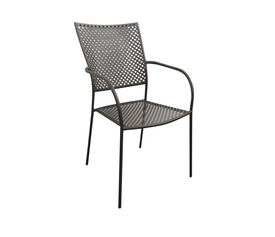 FERIA Πολυθρόνα Μέταλλο Βαφή Mesh Μαύρο, Στοιβαζόμενη