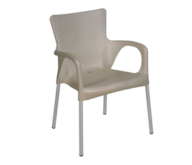 LARA Πολυθρόνα Pro Dining Στοιβαζόμενη, ALU Silver, PP - UV Protection Απόχρωση Tortora