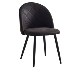 BELLA Καρέκλα Τραπεζαρίας, Μέταλλο Βαφή Μαύρο, Ύφασμα Απόχρωση Suede Ανθρακί