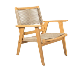 COFFEE Living Πολυθρόνα Καθιστικού Βεράντας - Κήπου, Ακακία Φυσικό-Rope Wicker Μπεζ