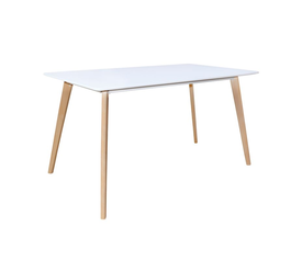 MARTIN Τραπέζι Κουζίνας - Εστιατορίου, Οξιά Φυσικό, MDF Άσπρο