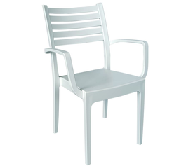 OLIMPIA Πολυθρόνα Τραπεζαρίας Κήπου Στοιβαζόμενη, PP - UV Protection, Απόχρωση Άσπρο