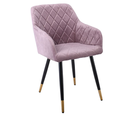 RENA Πολυθρόνα Μέταλλο Βαφή Μαύρο, Ύφασμα Velure, Απόχρωση Dirty Pink