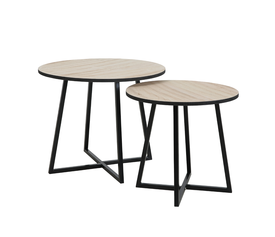 CRUZ SIDE TABLE SET 2ΤΕΜ ΦΥΣΙΚΟ ΜΑΥΡΟ 50x50x40