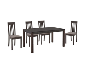 SABINIO Set (1+4) Τραπεζαρίας- Κουζίνας, Σκούρο Καρυδί, Melamine Greystone,Ύφασμα Μπεζ