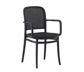 FLORENCE Πολυθρόνα PP Μαύρο, PP Rattan Μαύρο, Στοιβαζόμενη
