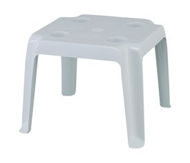 FREDDO Τραπεζάκι Βοηθητικό - Ξαπλώστρας, Στοιβαζόμενο, PP Άσπρο, Ποτηροθήκες+Ομπρελοθήκη