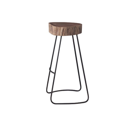 ATRIUM Σκαμπό BAR, Μέταλλο Βαφή Μαύρο, Ξύλο Ακακία Φυσικό