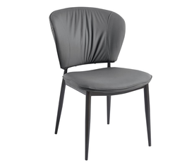 DIMA Καρέκλα Τραπεζαρίας- Κουζίνας, Μέταλλο Βαφή Μαύρο, Pu Γκρι