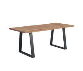 LIZARD-W Τραπέζι Τραπεζαρίας, Μέταλλο Βαφή Μαύρο, Ξύλο Ακακία Φυσικό