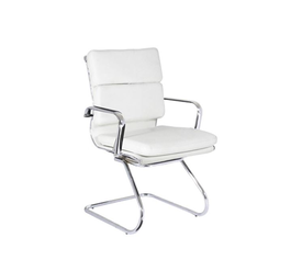 BF4800V Πολυθρόνα Γραφείου Επισκέπτη, Μέταλλο Χρώμιο, PU  Άσπρο