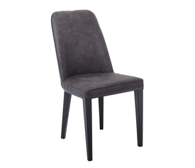 CASTER Καρέκλα Τραπεζαρίας Κουζίνας, Μέταλλο Βαφή Μαύρο, Ύφασμα Suede Ανθρακί