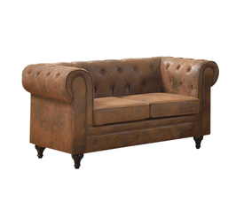 CHESTERFIELD York Kαναπές 2Θέσιος Σαλονιού - Καθιστικού, Ύφασμα Απόχρωση Καφέ Camel