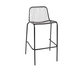 NEXUS Σκαμπό Bar με Πλάτη, Στοιβαζόμενο, Μέταλλο Βαφή Μαύρο